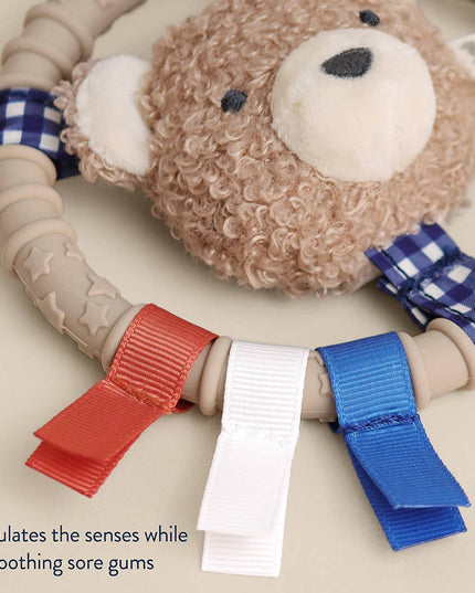 Itzy Ring Pal™ - Teething Ring with Plush Character: Taupe Bear