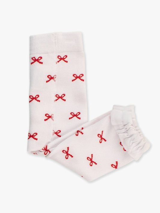 Red Bows Patterned Footless Ruffle Tights