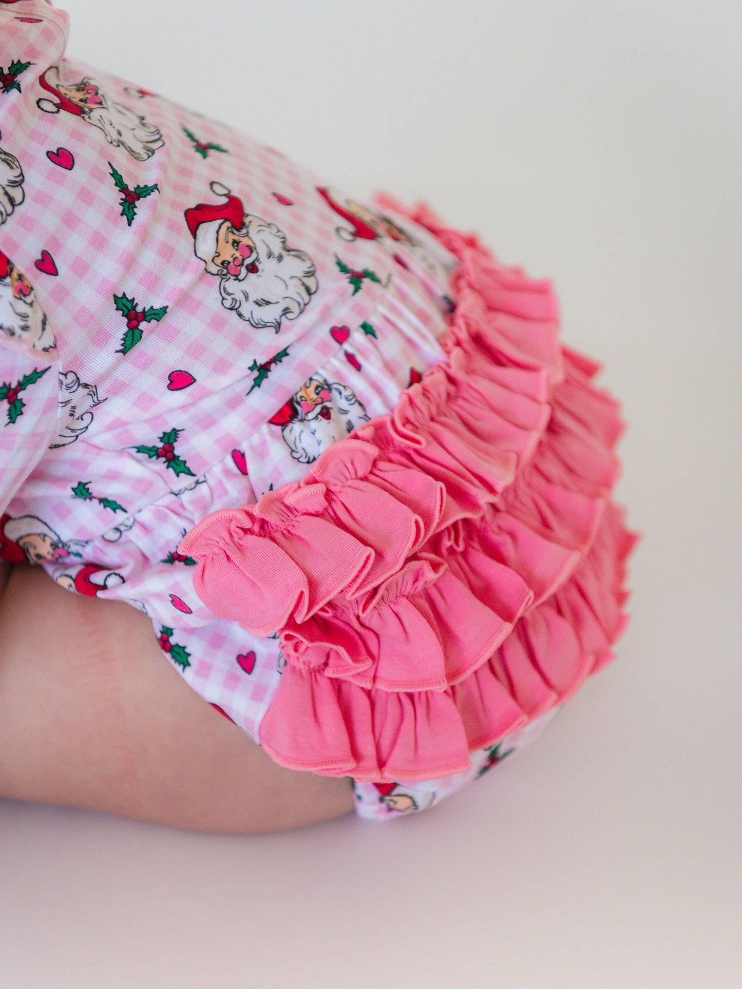 Pink Dear Santa Long Sleeve Flutter Bubble Romper