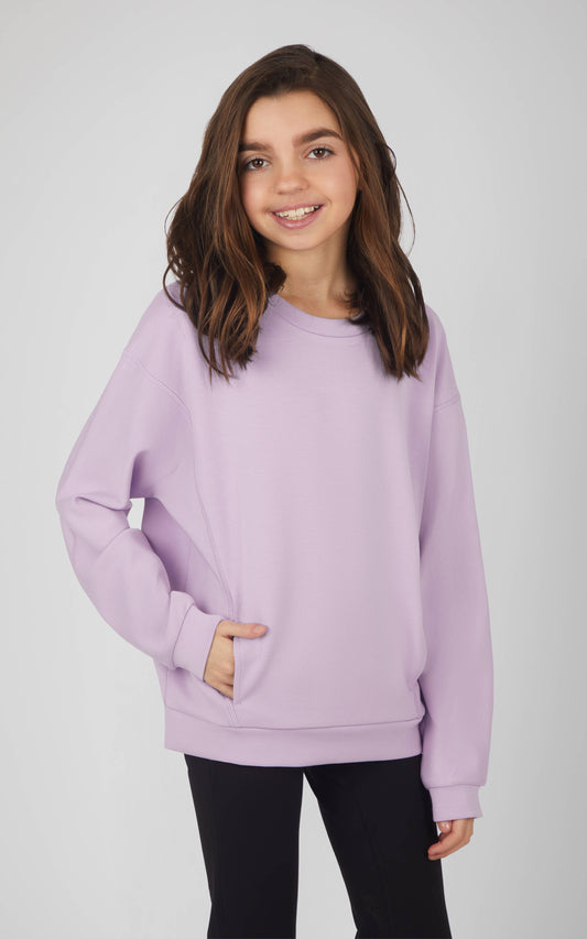 Soft Scuba Zuri Crew Neck Everyday Sweatshirt | Lavender
