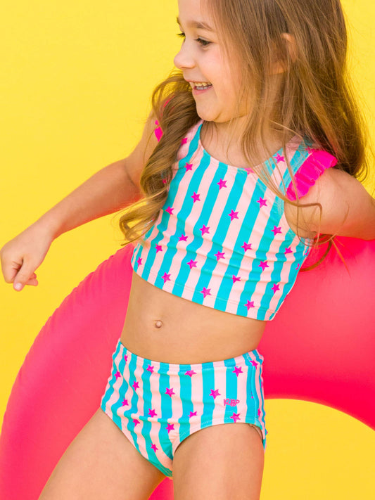 Neon Star Party Racerback Flutter Tankini