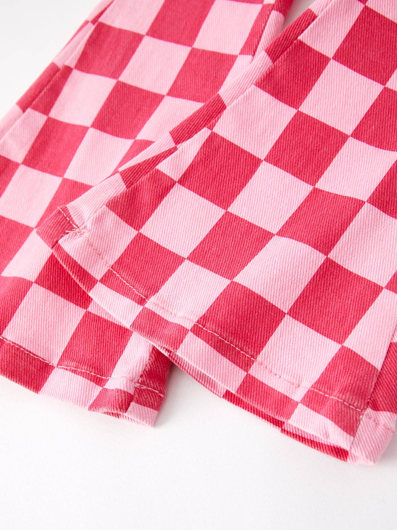 Pink Checkered Flare Jeans