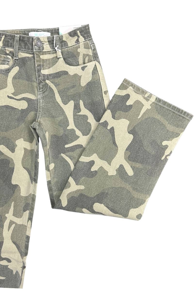 KanCan High Rise Wide Leg Camo Jeans