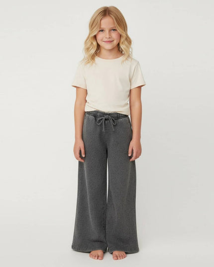 Mineral wash wide leg sweatpants: Charcoal