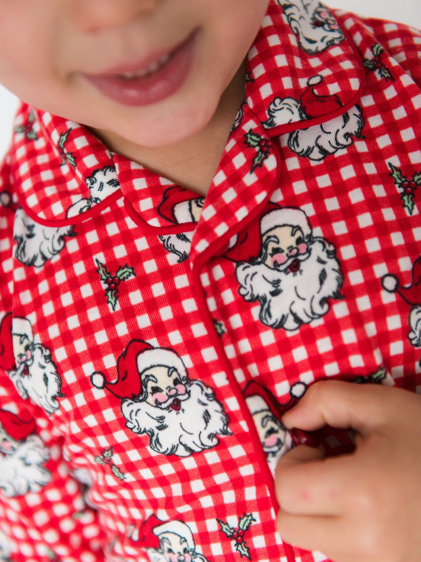 Red Dear Santa Long Sleeve Button Up Pajama Set