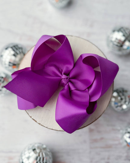Oversize Bow 5.5" Grosgrain Hair Bow - Large: Purple