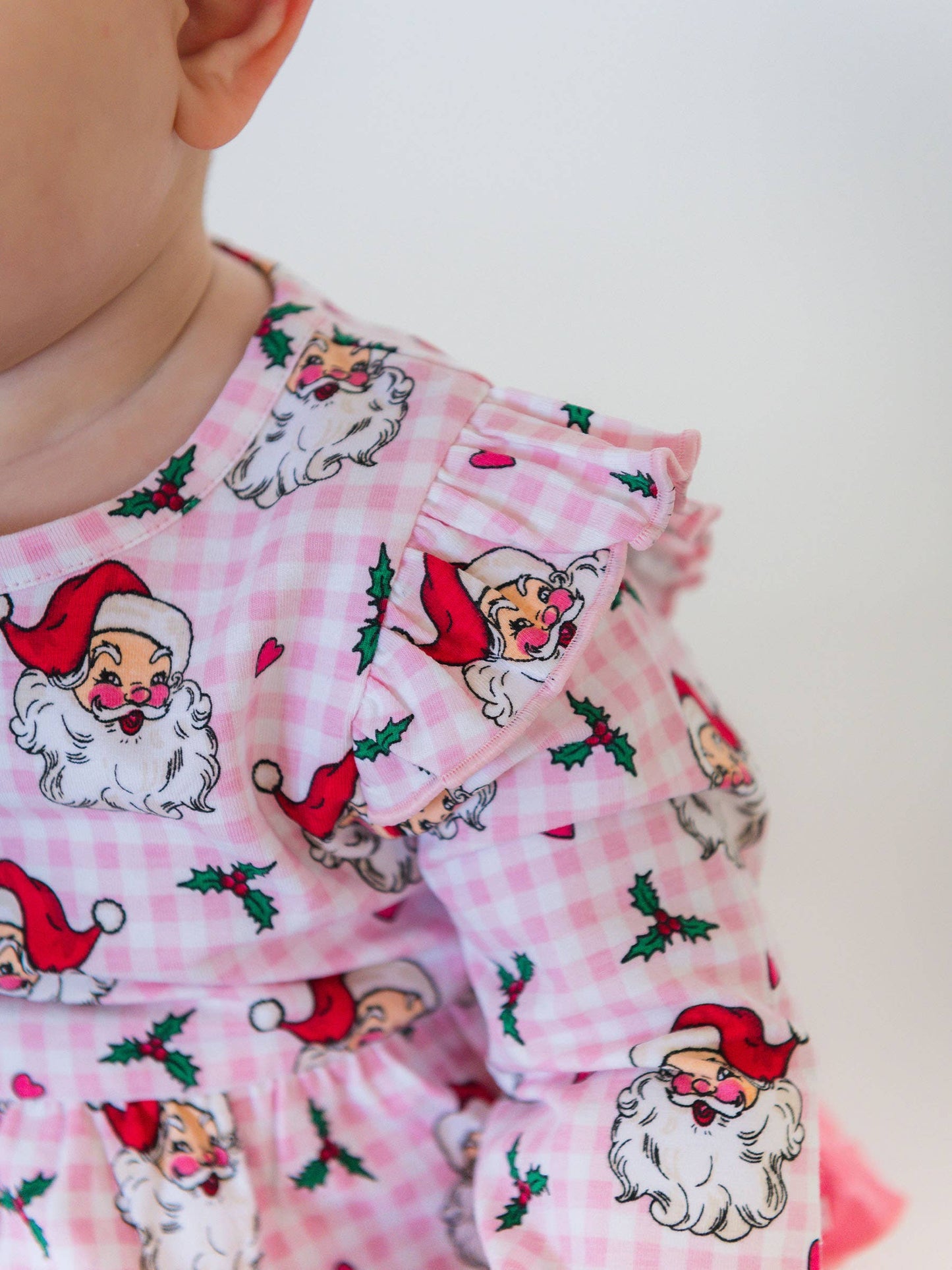 Pink Dear Santa Long Sleeve Flutter Bubble Romper