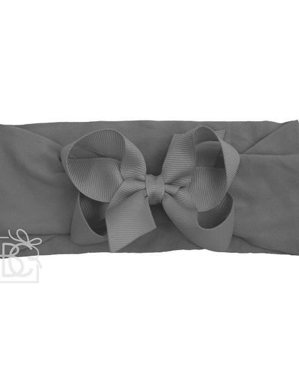 WIDE PANTYHOSE HEADBAND W/CLASSIC GROSGRAIN BOW: TURQUOISE / 3+ Months / 4.5" Large