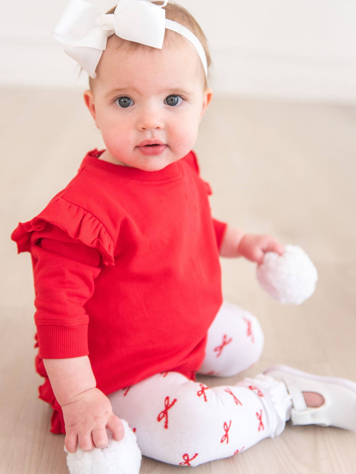 Red Bows Patterned Footless Ruffle Tights