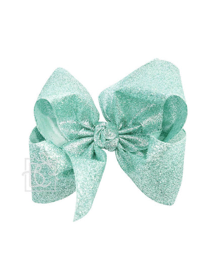 GLITTER METALLIC BOW ON CLIP: 6.5" Jumbo - 2.5" Ribbon on Lg. Alligator Clip / ROYAL BLUE