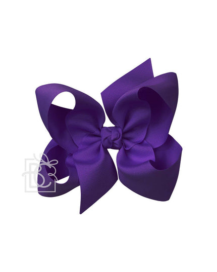 SIGNATURE GROSGRAIN BOW ON CLIP: 6.5" Jumbo - 2.25" Ribbon on Lg. Alligator Clip / PURPLE