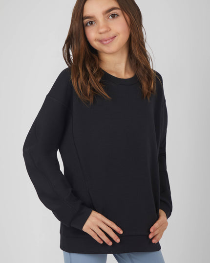 Soft Scuba Zuri Crew Neck Everyday Sweatshirt: Black