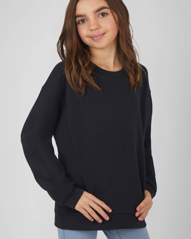 Soft Scuba Zuri Crew Neck Everyday Sweatshirt: Black