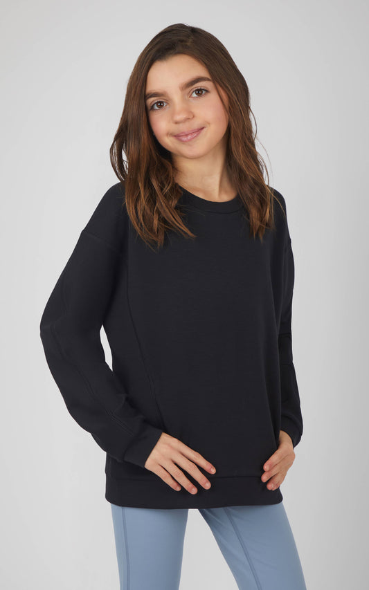 Soft Scuba Zuri Crew Neck Everyday Sweatshirt: Black