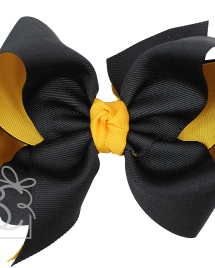 Layered Grosgrain Bow (Yellow Gold & Black): 5.5" Huge