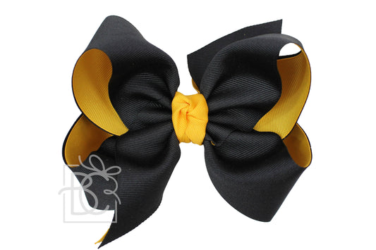Layered Grosgrain Bow (Yellow Gold & Black): 5.5" Huge