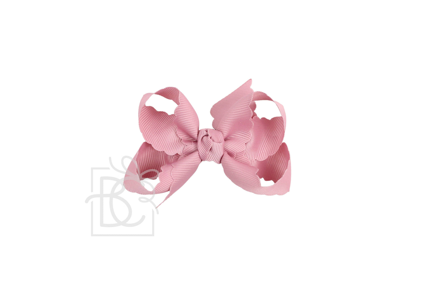 SCALLOPED EDGE BOW: Antique White / 3.5" Medium - 1.5" Ribbon on Alligator Clip