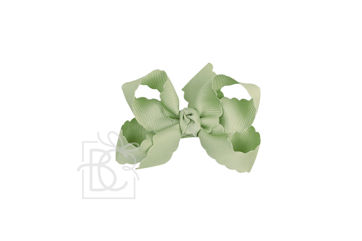 SCALLOPED EDGE BOW: Antique White / 3.5" Medium - 1.5" Ribbon on Alligator Clip