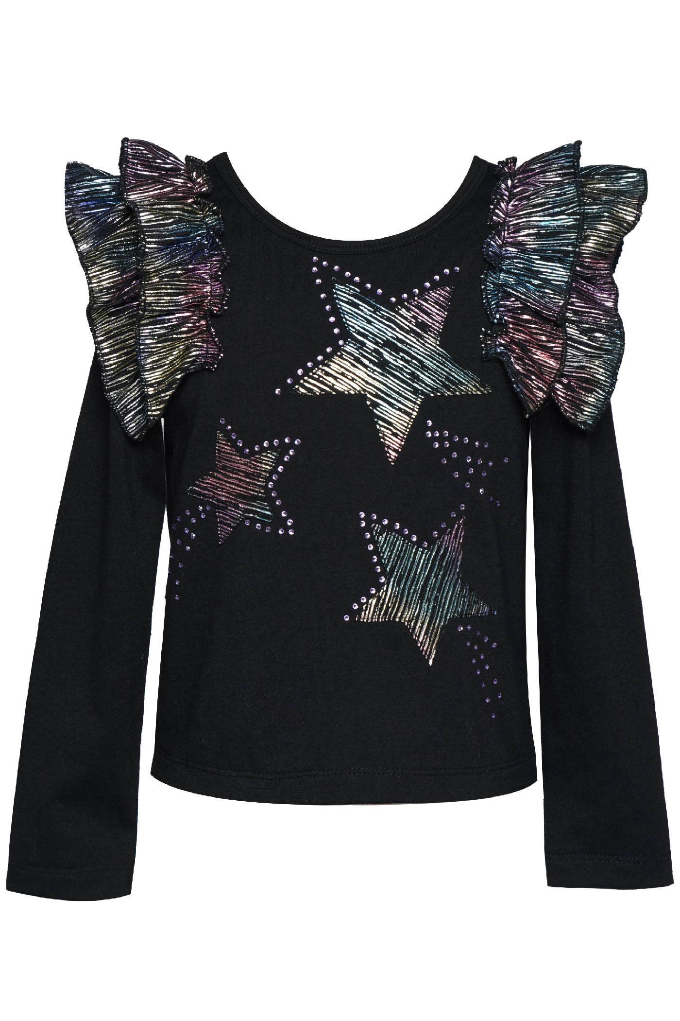 Metallic Ruffle Top With Star Detail