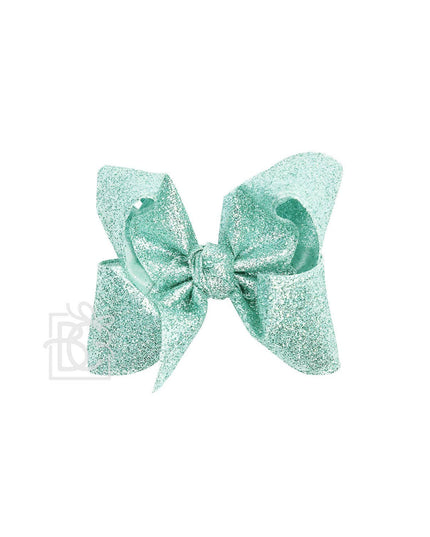 GLITTER METALLIC BOW ON CLIP: 6.5" Jumbo - 2.5" Ribbon on Lg. Alligator Clip / ROYAL BLUE