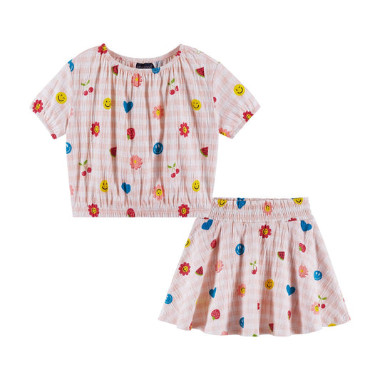 Jersey Gingham Icon Top & Skirt Set