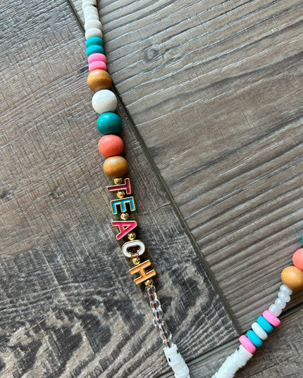 Teach Colorful Beaded Lanyard with Breakaway Clasp