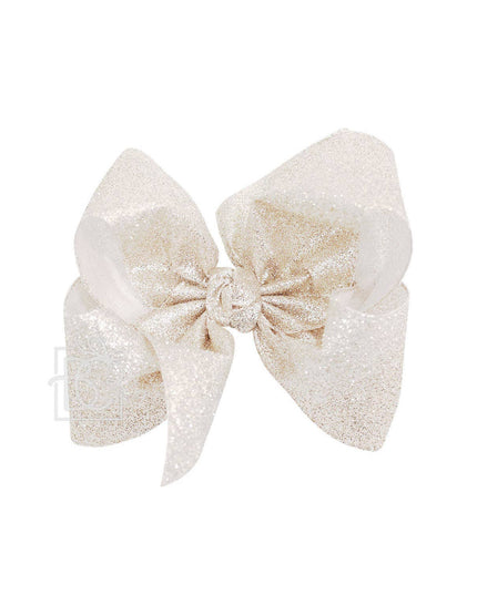 GLITTER METALLIC BOW ON CLIP: 6.5" Jumbo - 2.5" Ribbon on Lg. Alligator Clip / ROYAL BLUE