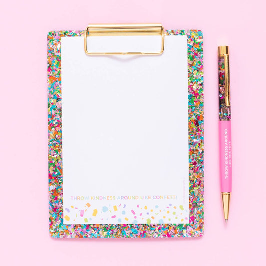 Mini Acrylic Clipboard & Notepad Set | Colorful Confetti